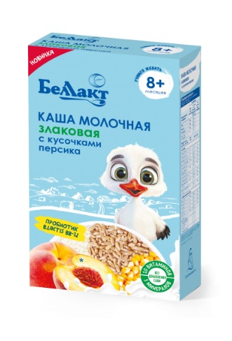 Каша на зерно-молочной основе злаковая с кусочками персика