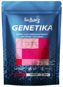Напиток сухой специализированный для питания спортсменов Genetika (клубника), 25% белка