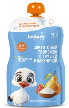 Фруктовый творожок с грушей и клубникой