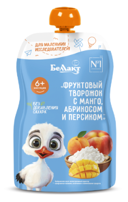 Детский фруктовый творожок с манго, абрикосом и персиком
