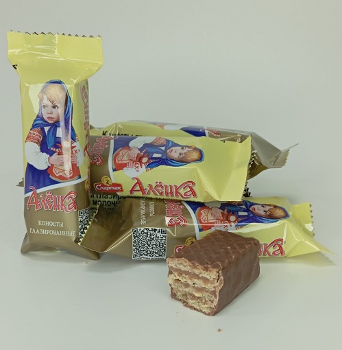 Конфеты глазированные шоколадные вафельные Аленка